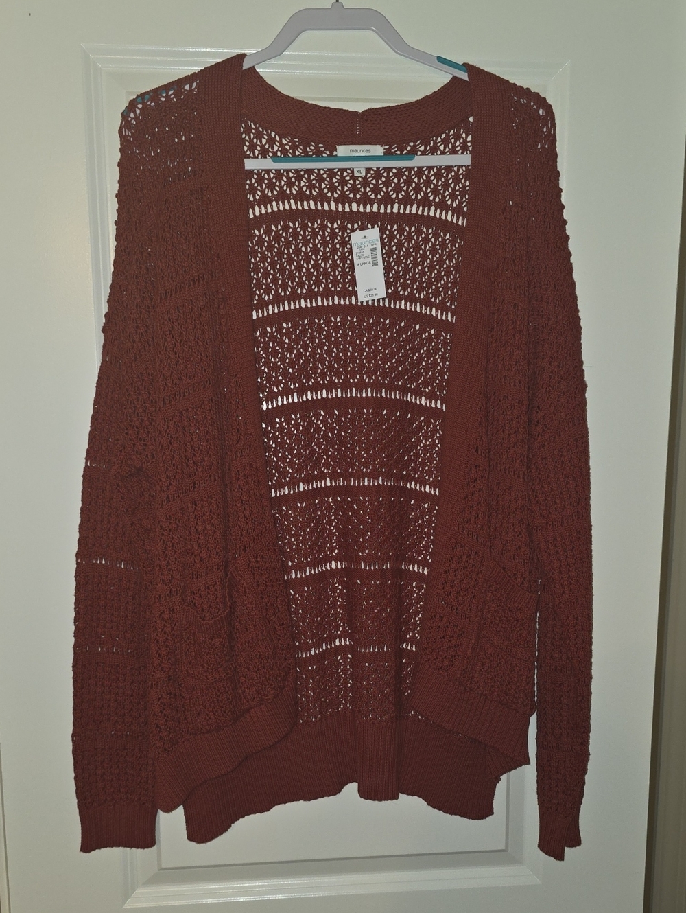 NWT XL Maurices Open-Knit Rust Cardigan
